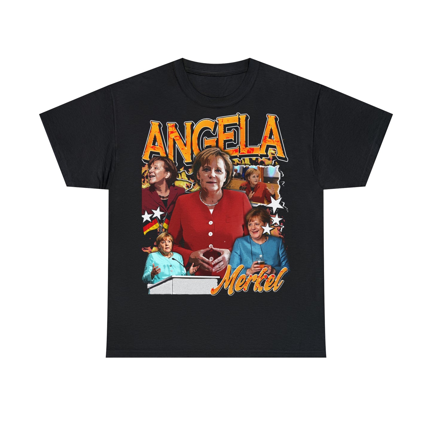 Angela Merkel 90s Oversized Bootleg Rapper T-Shirt