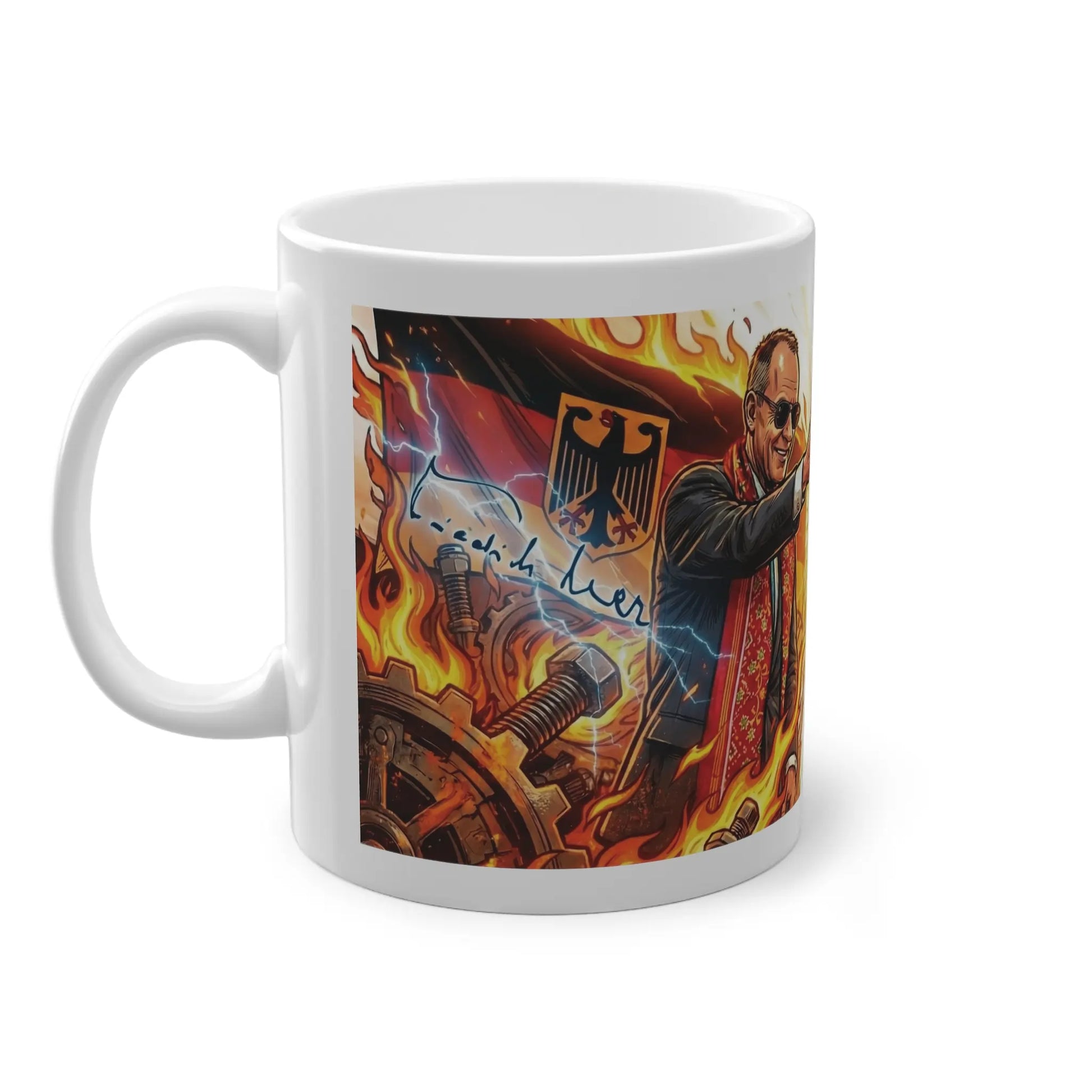Friedrich Merz Indien Tasse Der indische Löwe und deutsche Adler verschmelzen. Ein symbolstarkes Geschenk für indische Geschäftspartner.