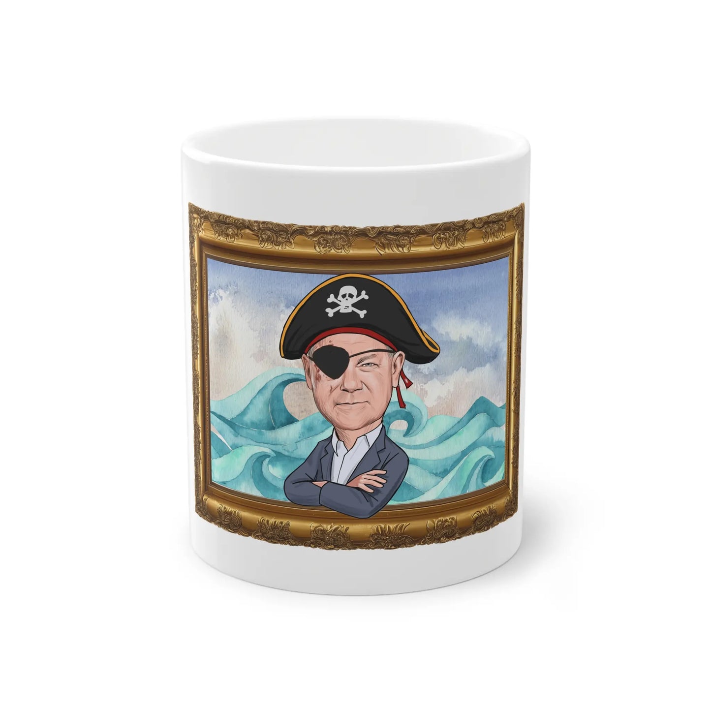 Lustige Olaf Scholz Tasse - Olaf Scholz mit Augenklappe - SPD Merch - als Politik Geschenk