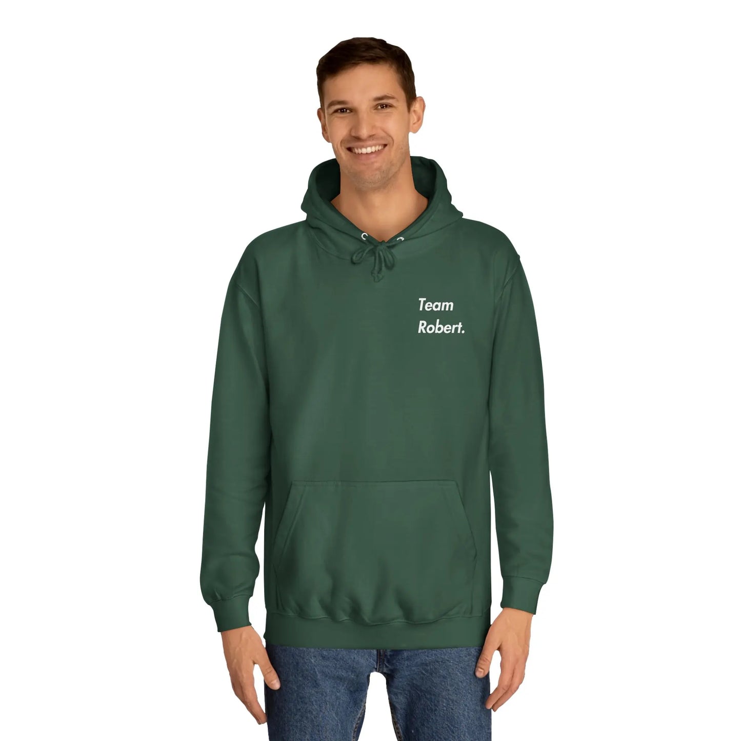 Mann mit grünen Robert Habeck Hoodie