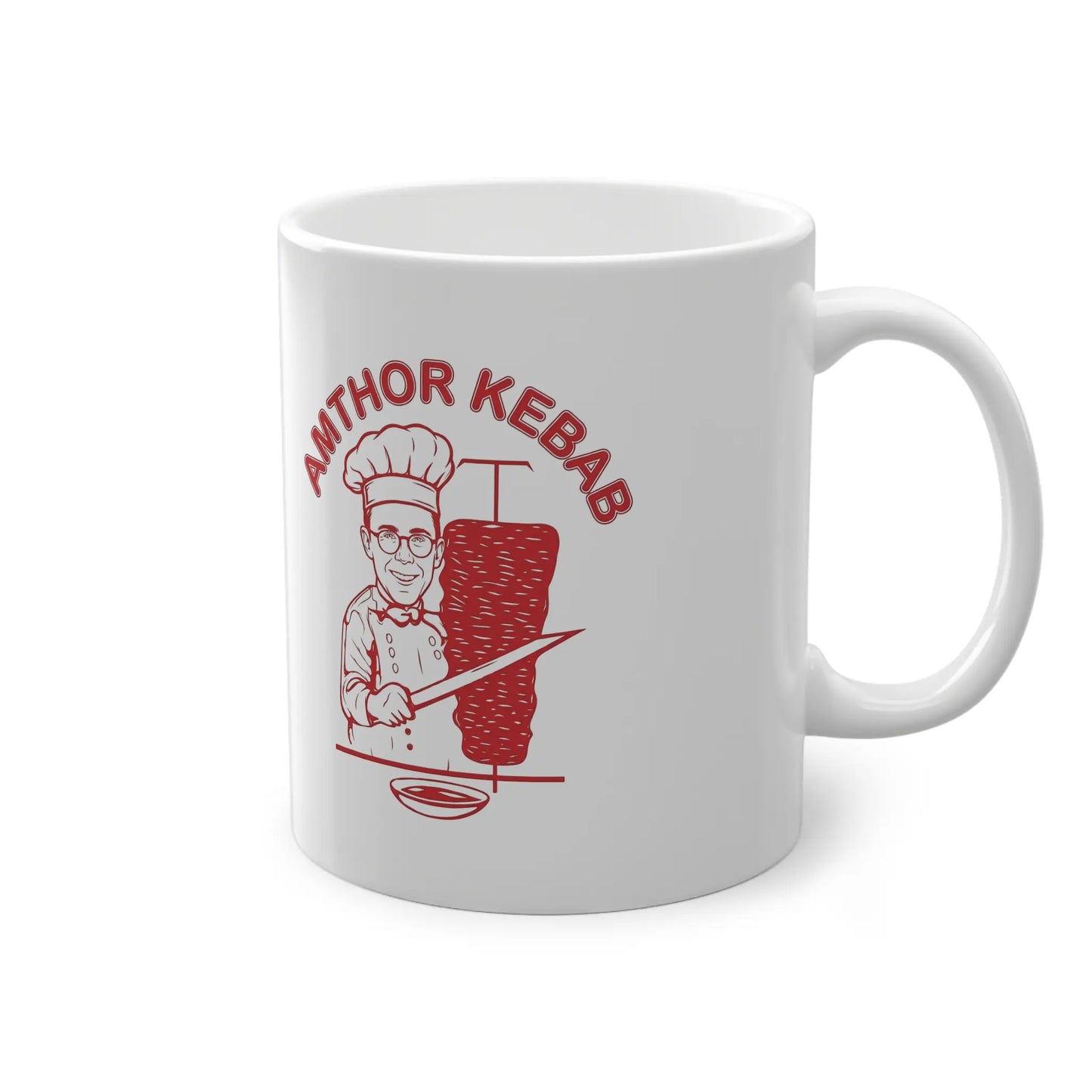 Amthor Tasse seitlich gesehen, lustiges CDU Merch Geschenk für Kollegen, hochwertige Amthor Kaffeetasse mit Döner Spruch.