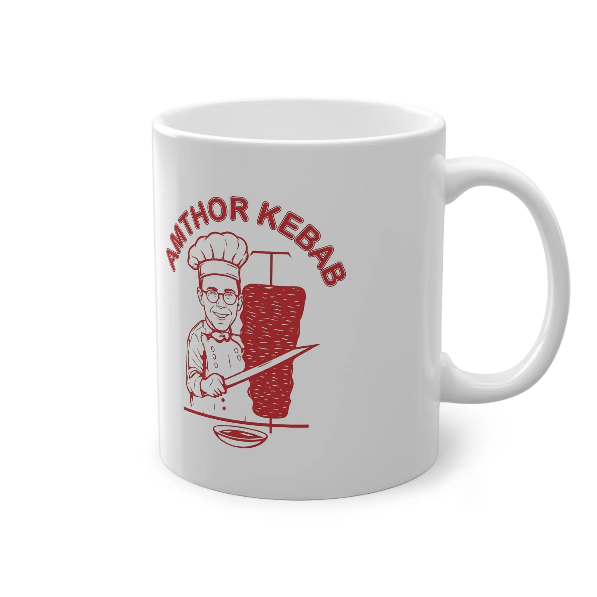 Amthor Tasse seitlich gesehen, lustiges CDU Merch Geschenk für Kollegen, hochwertige Amthor Kaffeetasse mit Döner Spruch.