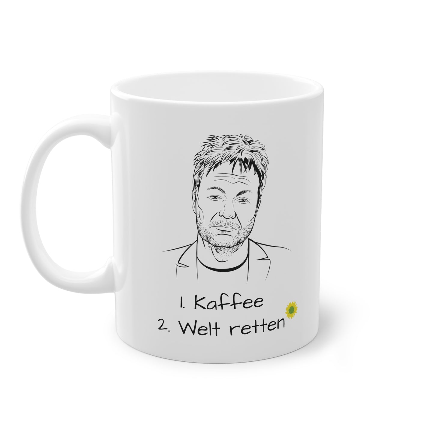 Dr. Robert Habeck Tasse - Bündnis 90 die Grünen - Lineart von müdem Habeck mit To Do Liste: 1. Kaffee 2. Welt retten